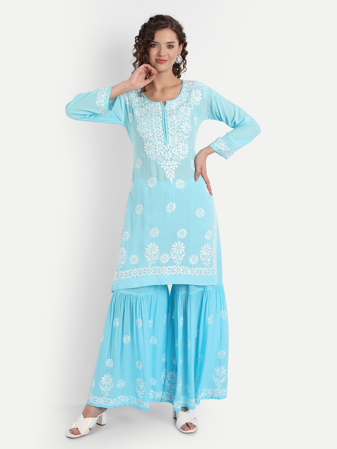 ITokri: ❁ 3pc Lucknow Chikankari Embroidered Georgette & Cotton Suit  Material Sets ❁ | Milled
